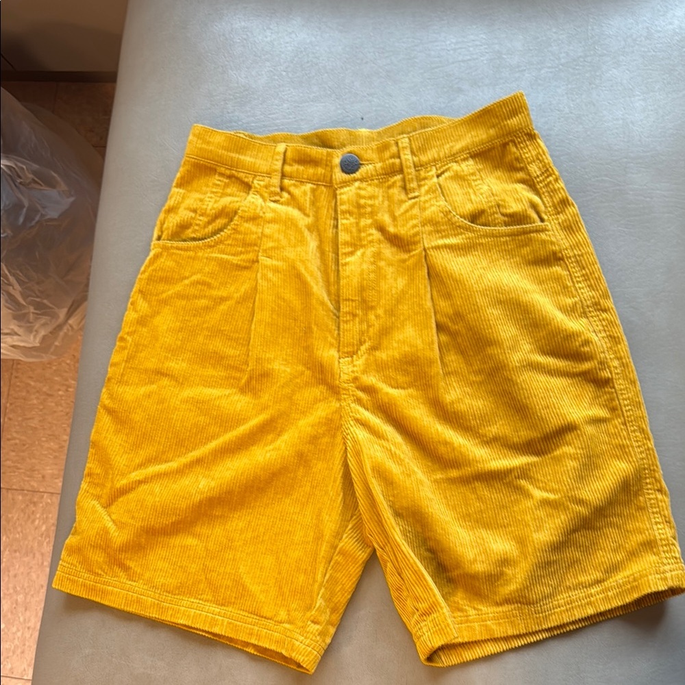 Lucy & Yak Yellow High Waist Corduroy Shorts